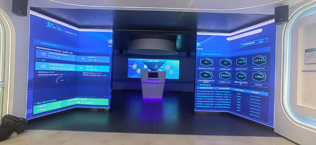 呼和浩特某科技展廳采用1.53開合屏+滑軌屏方案，共計25平方-1.jpg